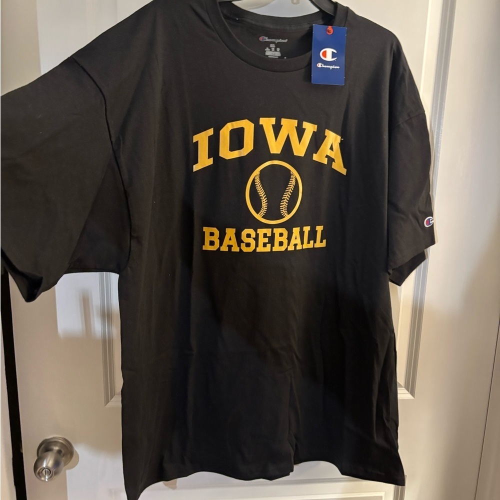 Champion Iowa Hawkeyes Baseball Black T-Shirt Sz 2XL